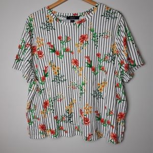 FOREVER 21 Stripe Floral Tee 3X